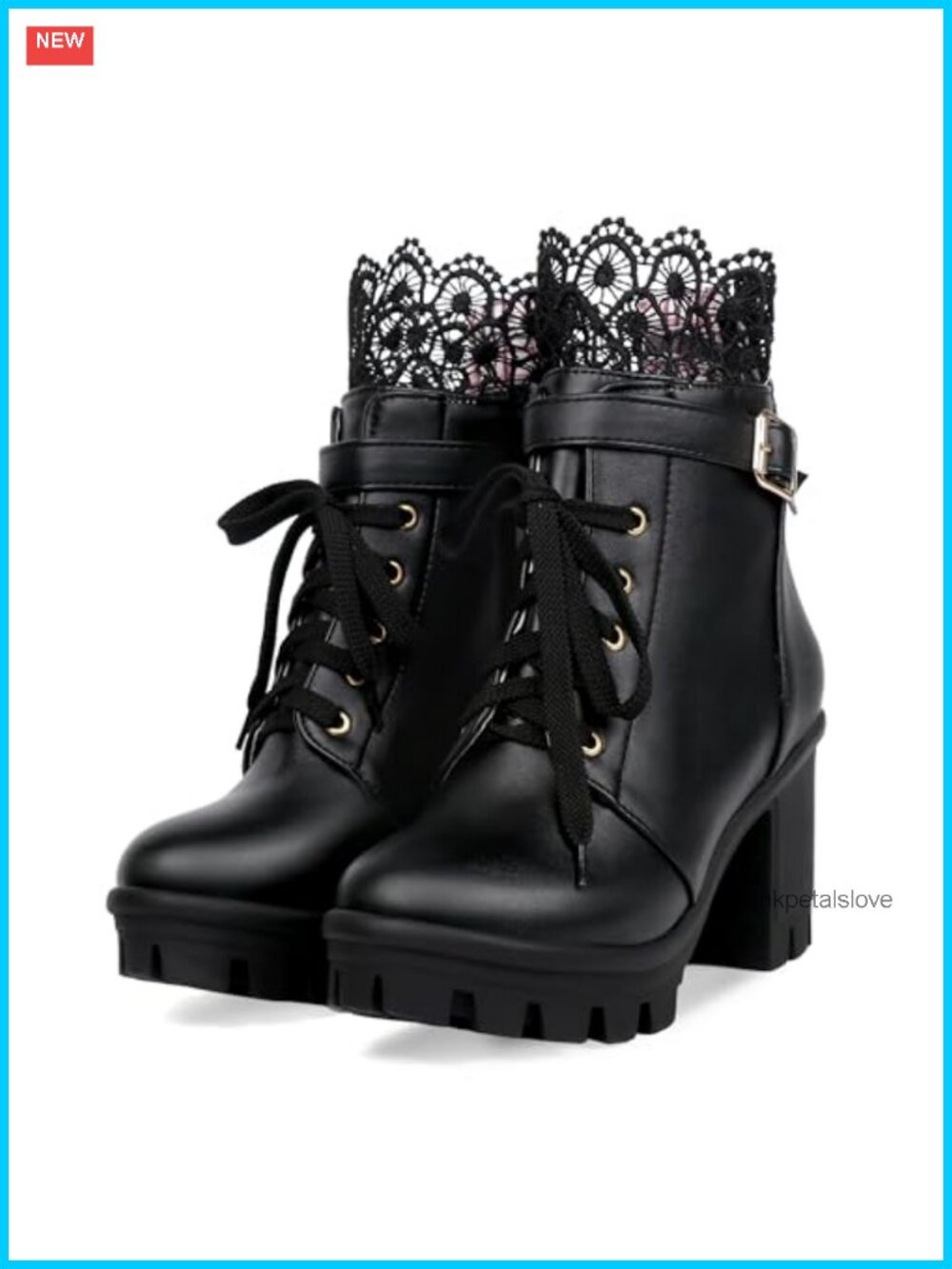 Women's Lace-Up Platform Combat Boots Chunky Heel Ankle Booties Goth